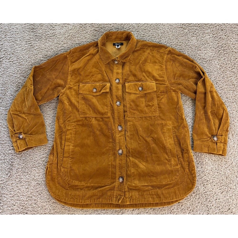 Madewell Corduroy Shirt Jacket Mustard Yellow Button Down Size Medium